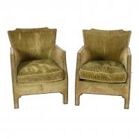 550-PAIR OF ART DECO ARMCHAIRS, INSPIRED BY MARC DU PLANTIER (1901-1975) MODELS, 1940's. 