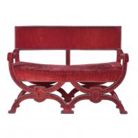 548-BENCH WITH FRIAR STYLE BACKREST AND ARMRESTS, 1940's.