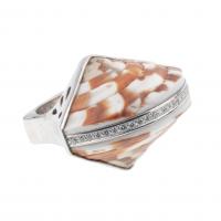 45-LARGE SHELL RING WITH DIAMONDS.