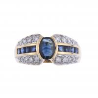 7-RING WITH SAPPHIRES AND DIAMONDS.