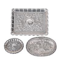 6-THREE SILVER TRAYS IN HISTORICIST STYLE, 20TH CENTURY. 