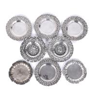 18-EIGHT ROMANTIC STYLE SILVER ASHTRAYS, 20TH CENTURY. 