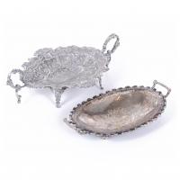 10-PAIR OF VICTORIAN STYLE SNACK TRAYS IN SILVER, 20TH CENTURY. 