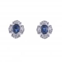 135-FLOWER EARRINGS WITH SAPPHIRES AND DIAMONDS.