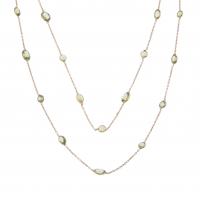 255-GILT SILVER AND OLIVINE LONG NECKLACE.