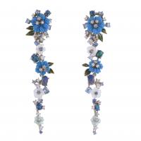185-LONG CASCADE EARRINGS WITH FLOWERS, ENAMEL, CIRCUS AND MOTHER-OF-PEARL.