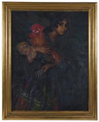 20075-JOAN CARDONA i LLADÓS (1877 - 1957). "GITANA Y GALLO".