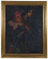 692-JOAN CARDONA i LLADÓS (1877 - 1957). "GITANA Y GALLO".