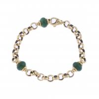 311-LINKS BRACELET WITH GREEN AGATE BEADS.