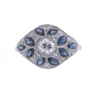 15-ART DECO RING WITH SAPPHIRES AND DIAMONDS.