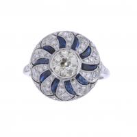 14-ART DECO RING WITH DIAMONDS AND SAPPHIRES.