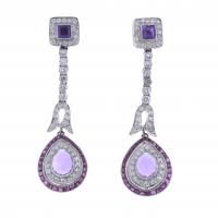 187-LONG EARRINGS WITH DIAMONDS, RUBIES AND AMETHYSTS.