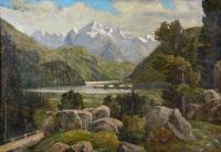 563-20TH CENTURY SPANISH SCHOOL. "LANDSCAPE WITH MOUNTAINS IN THE BACKGROUND".