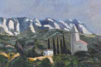 625-DIDIER REINHAREZ (20TH C.). "LANDSCAPE WITH CHURCH AND MOUNTAINS".