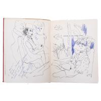 839-EMILI GRAU-SALA (1911-1975). Dibujo a bolígrafo en la portadilla del libro: "L'expansió de l'Art Català al Món."
