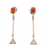 140-TRANSFORMABLE EARRINGS WITH DIAMONDS AND FIRE OPAL.