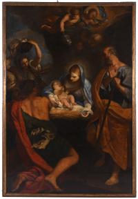 527-17TH-18TH CENTURIES SPANISH SCHOOL. "HOLY FAMILY".