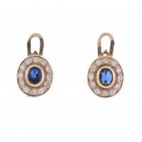 100-ROSETTE EARRINGS WITH DIAMONDS AND SAPPHIRE.