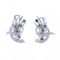 145-BOW-SHAPED EARRINGS WITH DIAMONDS AND EMERALDS.