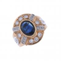 32-RING WITH DIAMONDS AND SAPPHIRE.