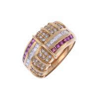 35-DIAMONDS AND RUBIES WIDE RING.
