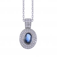161-ROSETTE PENDANT WITH DIAMONDS AND SAPPHIRE.