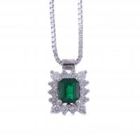 155-PENDANT WITH DIAMONDS AND EMERALD.