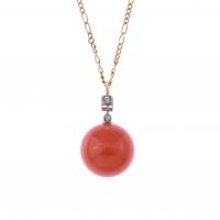 168-PENDANT WITH CORAL SPHERE.