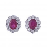 102-ROSETTE EARRINGS WITH RUBY AND DIAMONDS.