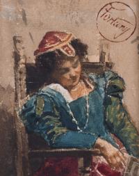 567-MARIANO FORTUNY I MARSAL (1838-1874). "LADY SITTING".