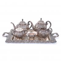30-ELIZABETHAN STYLE SILVER TEA AND COFFEE SET, MID 20TH CENTURY. 