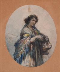 826-JOSÉ BENLLIURE Y GIL (1855-1937). "MUJER CON CESTO", Madrid, 1879.