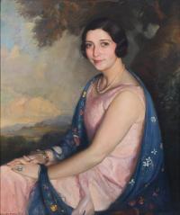 827-VÍCTOR MOYA CALVO (1889-1972).  "PORTRAIT OF MRS. CASANELLES IBARZ", 1931.
