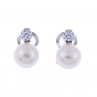 114-YOU AND ME EARRINGS WITH PEARL AND ZIRCON.