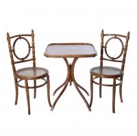 647-CHESS TABLE AND PAIR OF CHAIRS SET, EARLY 20TH CENTURY.