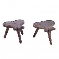23667-PAIR OF LEAF-SHAPED STOOLS, EARLY 20TH CENTURY. 