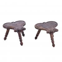 26186-PAIR OF LEAF-SHAPED STOOLS, EARLY 20TH CENTURY. 