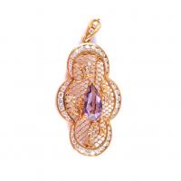 253-PENDANT BROOCH WITH DIAMONDS AND AMETHYST.