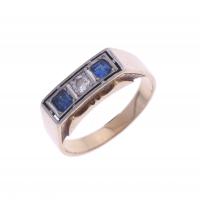 23-DIAMOND AND SAPPHIRES TRIPLET RING.