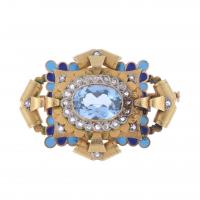 252-ART DECO BROOCH WITH BLUE SPINEL.