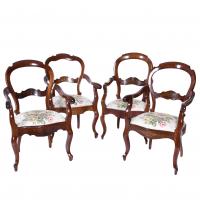 679-FOUR ENGLISH ARMCHAIRS, EARLY 20TH CENTURY.
