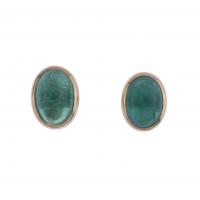 128-EARRINGS WITH EMERALD CABOCHON.