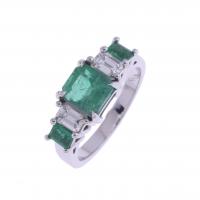 13-EMERALDS AND DIAMONDS RING.