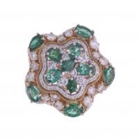316-LARGE EMERALDS AND DIAMONDS DANCER RING.