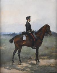 839-JOSEP CUSACHS I CUSACHS (1851-1908). "SOLDIER ON HORSEBACK", 1893.