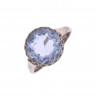 4-RING WITH AQUAMARINE, CIRCA 1920.