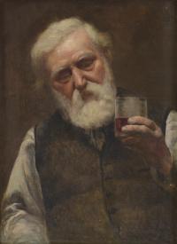 20111-ESCUELA ESPAÑOLA, SIGLO XIX. "RETRATO SEÑOR CON VASO".