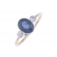 23-ART DECO STYLE RING WITH SAPPHIRE AND DIAMONDS.