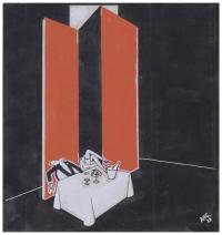 856-ESCUELA ESPAÑOLA, SIGLO XX. "ANG". Ilustración rojo y negro, 1928.
