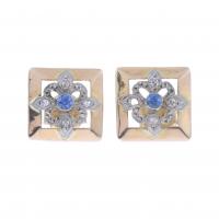 135-ART DECO STYLE EARRINGS WITH SAPPHIRES AND DIAMONDS.
